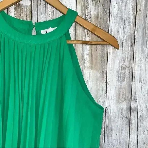 THML Green Accordion High Neck Sleeveless Blouse - Picture 5 of 6